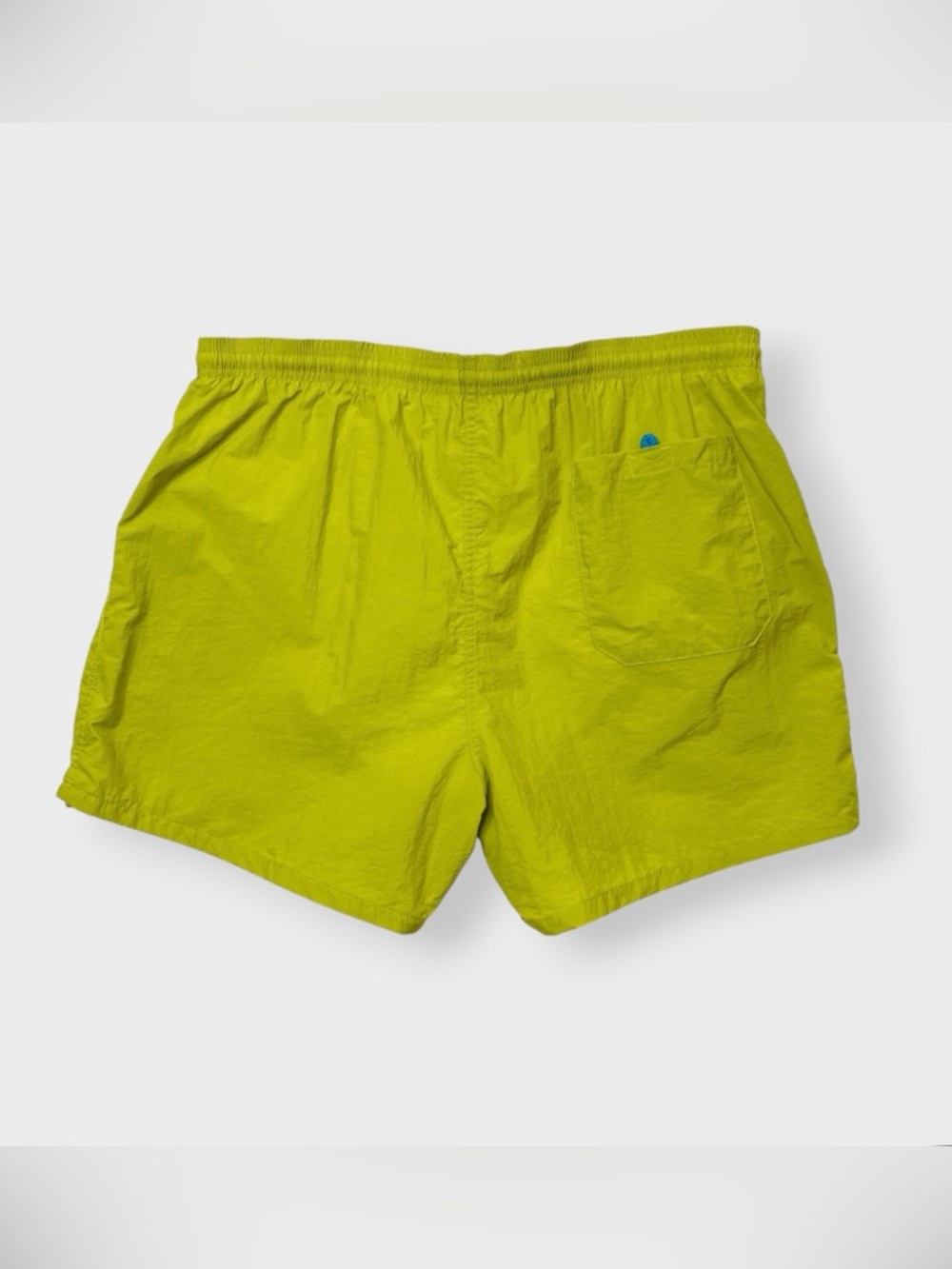 Vintage 90s Cheetah Nylon Lime Green Swim Trunks, Mesh Lined Shorts, Pockets L - Picture 2 of 9